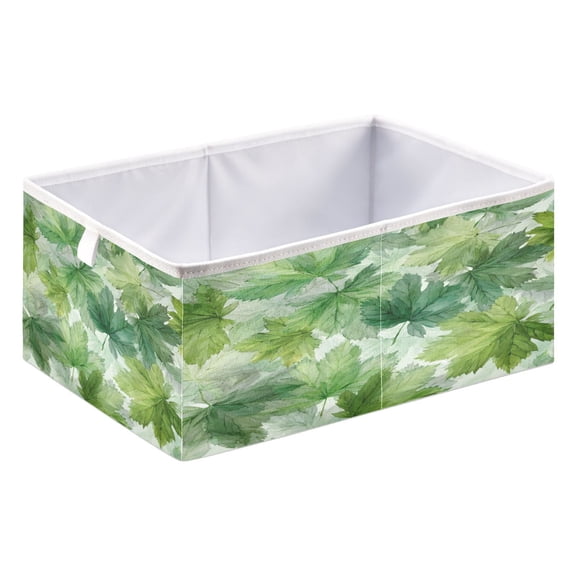 Storage Box Foldable Storable and Easy to Assemble 15.75x10.63x6.96 Inches Open Home Storage Bins Closet Storage Bins Green Maple Leaves