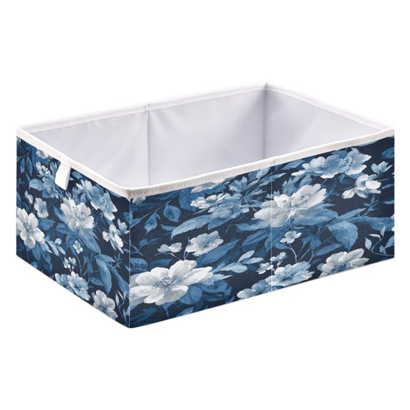 Storage Box Foldable Storable and Easy to Assemble 15.75x10.63x6.96 Inches Open Home Storage Bins Closet Storage Bins Indigo Blue Ink Wash