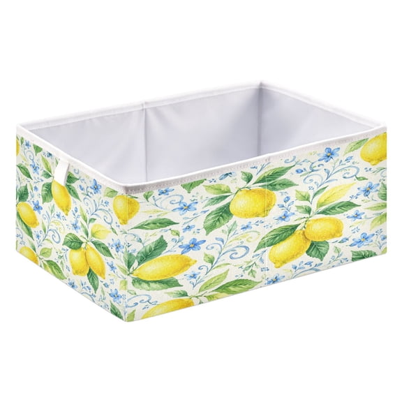 Storage Box Foldable Storable and Easy to Assemble 15.75x10.63x6.96 Inches Open Home Storage Bins Closet Storage Bins Lemon Citrus Summer