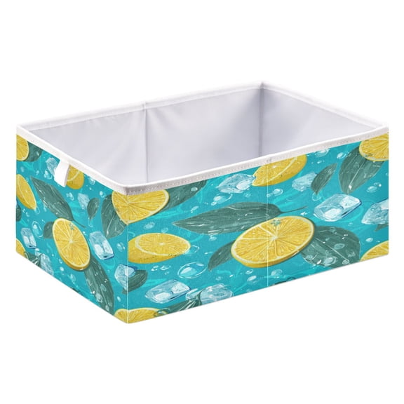 Storage Box Foldable Storable and Easy to Assemble 15.75x10.63x6.96 Inches Open Home Storage Bins Closet Storage Bins Lemon Cubes with Leaves