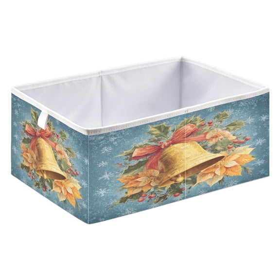 Storage Box Foldable Storable and Easy to Assemble 15.75x10.63x6.96 Inches Open Home Storage Bins Closet Storage Bins Lovely Christmas Bell