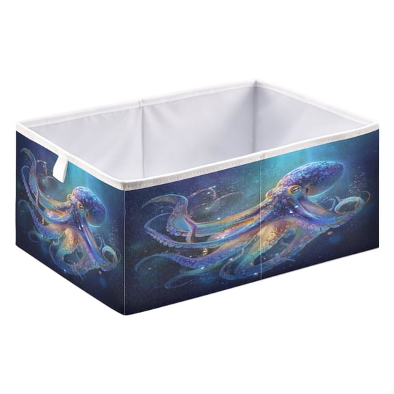 Storage Box Foldable Storable and Easy to Assemble 15.75x10.63x6.96 Inches Open Home Storage Bins Closet Storage Bins Magical Ocean Octopus
