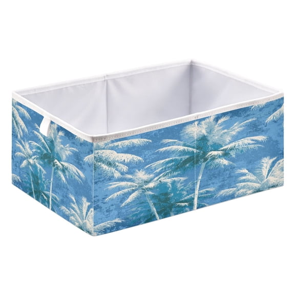 Storage Box Foldable Storable and Easy to Assemble 15.75x10.63x6.96 Inches Open Home Storage Bins Closet Storage Bins Palm Tree Pattern