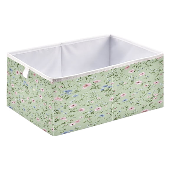 Storage Box Foldable Storable and Easy to Assemble 15.75x10.63x6.96 Inches Open Home Storage Bins Closet Storage Bins Pastel Green Small Dots