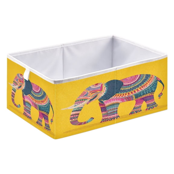 Storage Box Foldable Storable and Easy to Assemble 15.75x10.63x6.96 Inches Open Home Storage Bins Closet Storage Bins Pink Elephant