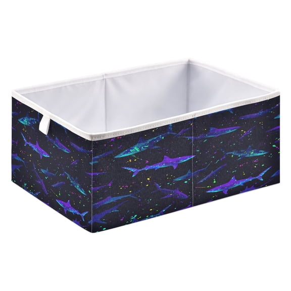 Storage Box Foldable Storable and Easy to Assemble 15.75x10.63x6.96 Inches Open Home Storage Bins Closet Storage Bins Powerful Shark Illustration