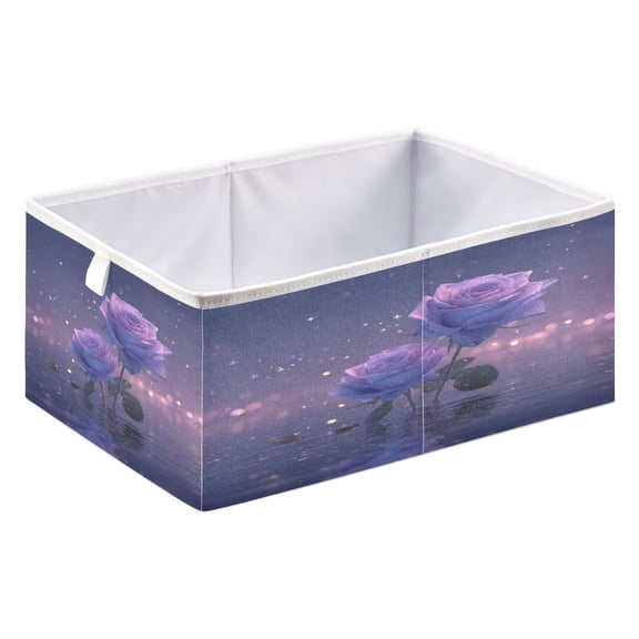 Storage Box Foldable Storable and Easy to Assemble 15.75x10.63x6.96 Inches Open Home Storage Bins Closet Storage Bins Purple Rose