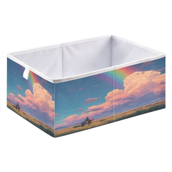 Storage Box Foldable Storable and Easy to Assemble 15.75x10.63x6.96 Inches Open Home Storage Bins Closet Storage Bins Rainbow Colors Pouring Sky