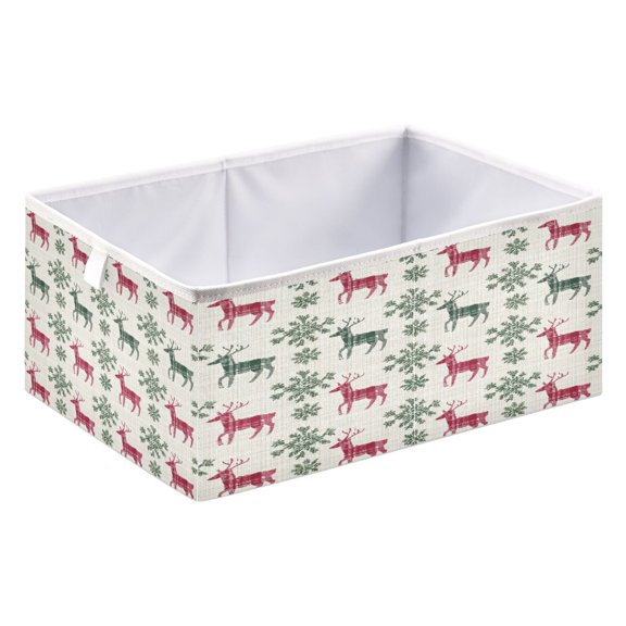 Storage Box Foldable Storable and Easy to Assemble 15.75x10.63x6.96 Inches Open Home Storage Bins Closet Storage Bins Red Cartoon Christmas Deer