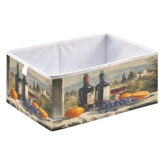 Storage Box Foldable Storable and Easy to Assemble 15.75x10.63x6.96 Inches Open Home Storage Bins Closet Storage Bins Red Wine Grape Pattern