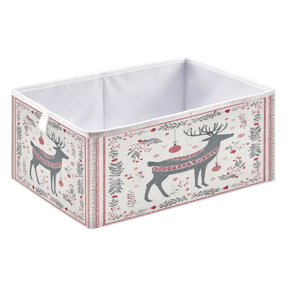 Storage Box Foldable Storable and Easy to Assemble 15.75x10.63x6.96 Inches Open Home Storage Bins Closet Storage Bins Reindeer Pattern