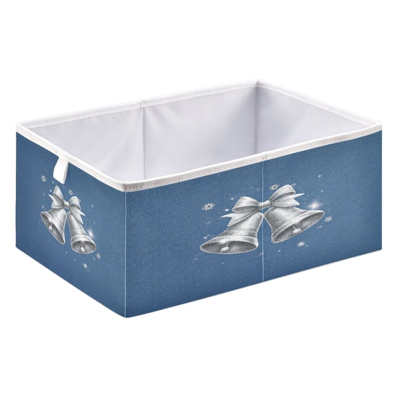 Storage Box Foldable Storable and Easy to Assemble 15.75x10.63x6.96 Inches Open Home Storage Bins Closet Storage Bins Shiny Silver Bells