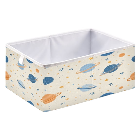 Storage Box Foldable Storable and Easy to Assemble 15.75x10.63x6.96 Inches Open Home Storage Bins Closet Storage Bins Space Planet Pattern