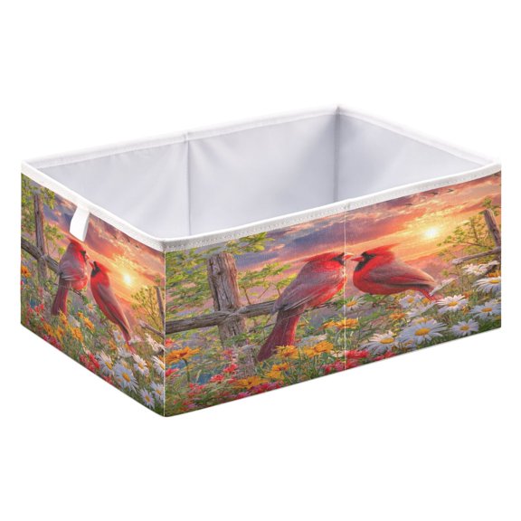 Storage Box Foldable Storable and Easy to Assemble 15.75x10.63x6.96 Inches Open Home Storage Bins Closet Storage Bins Sunrise Bird Scene