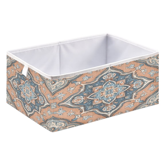 Storage Box Foldable Storable and Easy to Assemble 15.75x10.63x6.96 Inches Open Home Storage Bins Closet Storage Bins Terracotta Mosaic Peach Accents