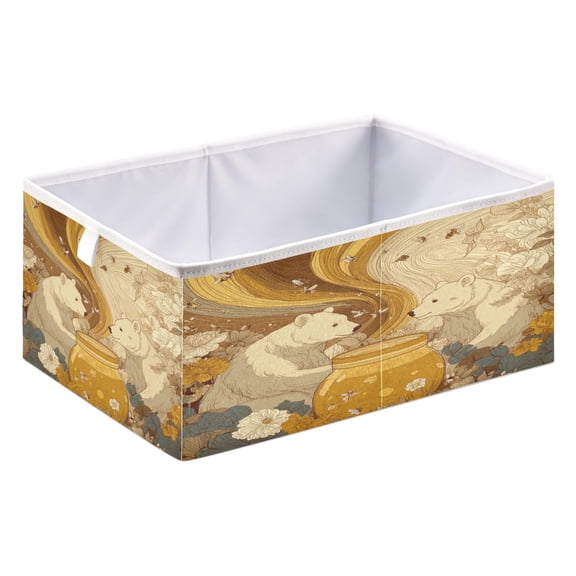 Storage Box Foldable Storable and Easy to Assemble 15.75x10.63x6.96 Inches Open Home Storage Bins Closet Storage Bins Two Bears