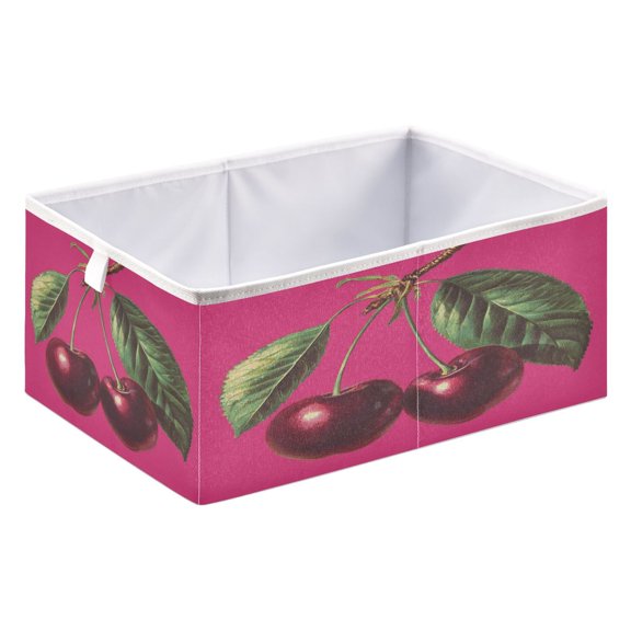 Storage Box Foldable Storable and Easy to Assemble 15.75x10.63x6.96 Inches Open Home Storage Bins Closet Storage Bins Two Red Cherries