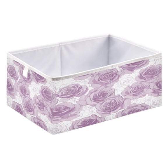 Storage Box Foldable Storable and Easy to Assemble 15.75x10.63x6.96 Inches Open Home Storage Bins Closet Storage Bins Vector Illustration Rose