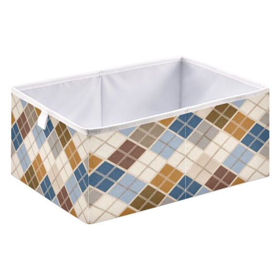 Storage Box Foldable Storable and Easy to Assemble 15.75x10.63x6.96 Inches Open Home Storage Bins Closet Storage Bins Warm Diamond Checkered Design