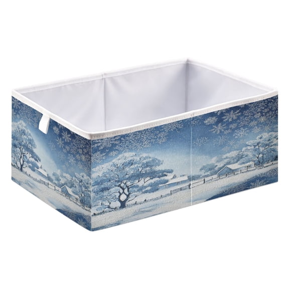 Storage Box Foldable Storable and Easy to Assemble 15.75x10.63x6.96 Inches Open Home Storage Bins Closet Storage Bins Winter Scene