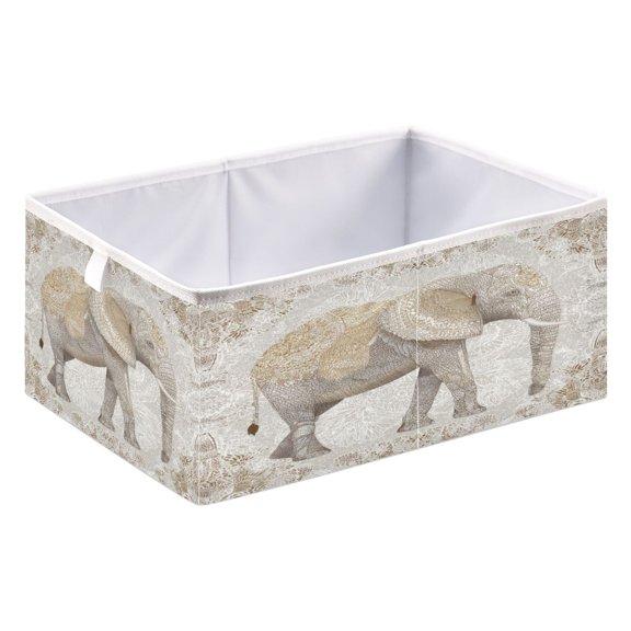 Storage Box Foldable Storable and Easy to Assemble 15.75x10.63x6.96 Inches Open Home Storage Bins Closet Storage Bins Wise Elephant Illustration