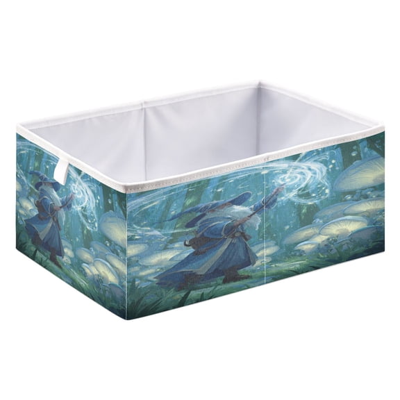 Storage Box Foldable Storable and Easy to Assemble 15.75x10.63x6.96 Inches Open Home Storage Bins Closet Storage Bins Wizard Casting Forest Magic