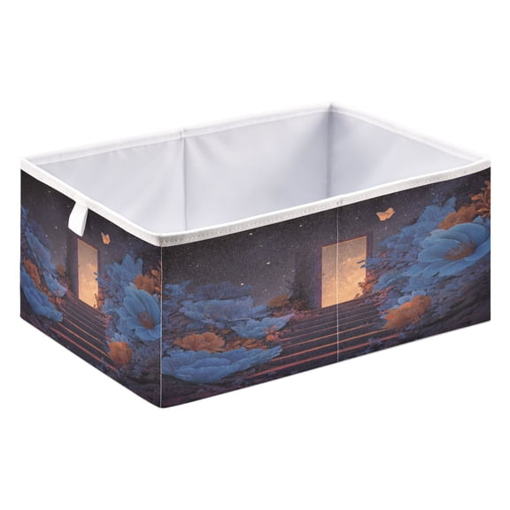 Storage Box Foldable Storable and Easy to Assemble 15.75x10.63x6.96 Inches Open Home Storage Bins Closet Storage Bins Wooden Door Dream World Open