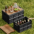 thumbnail image 1 of Storage Box Folding Organizer, Portable Camping Gear, Car Trunk Organizer, Multifunctional Picnic Caddy with Wooden Lid, Space-saving Collapsible Design, Topliu, 1 of 9