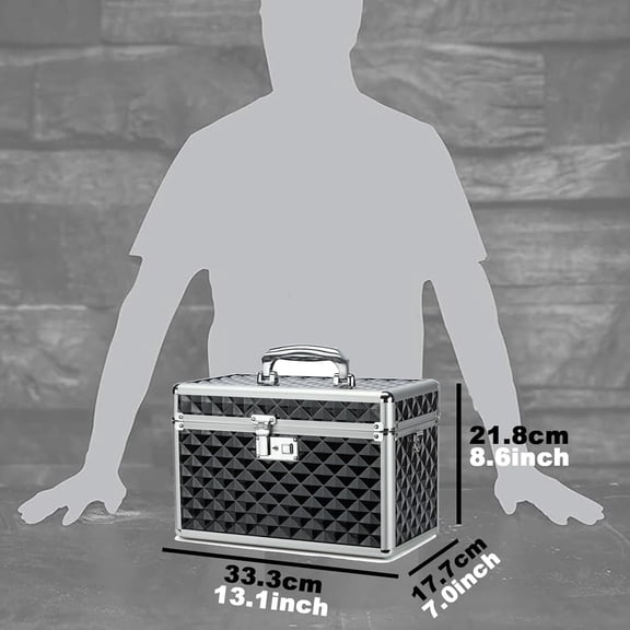 Storage Box with Key Lock, Lockable Medicine Storage Box, Empty First Aid Box, Security Lock Box, Multipurpose Locking Box for Home and Outdoor Use (Black, Large)