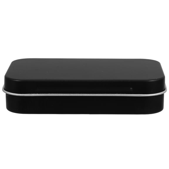 Black Hinged Tinplate Storage Box for Small Items with Rust-Resistant Design 4"x3"x2"
