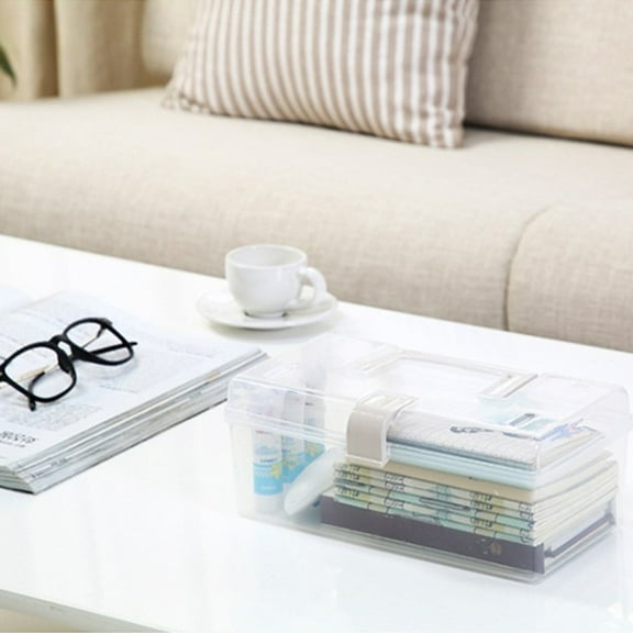 Storage Box Organizer, Transparent Plastic, Slim Stackable Design, Refrigerator Slide-out Base, Multipurpose Home and Office Container, Topliu