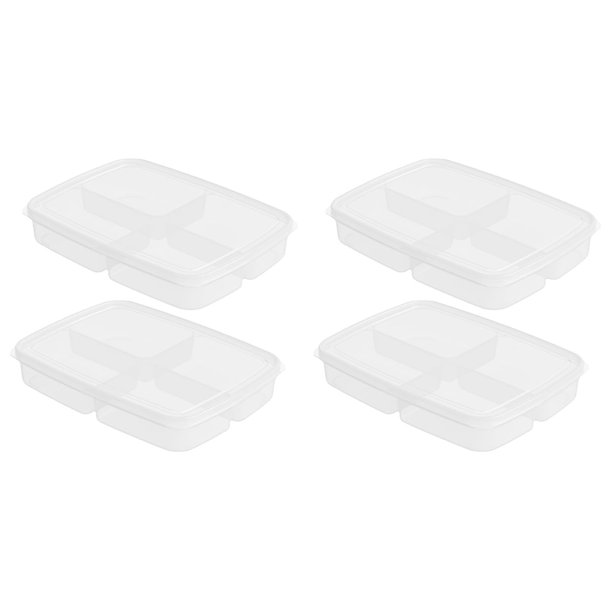 Storage Box Plastic Food Organizer Bacon Keeper Container Refrigerator White 4 Pcs
