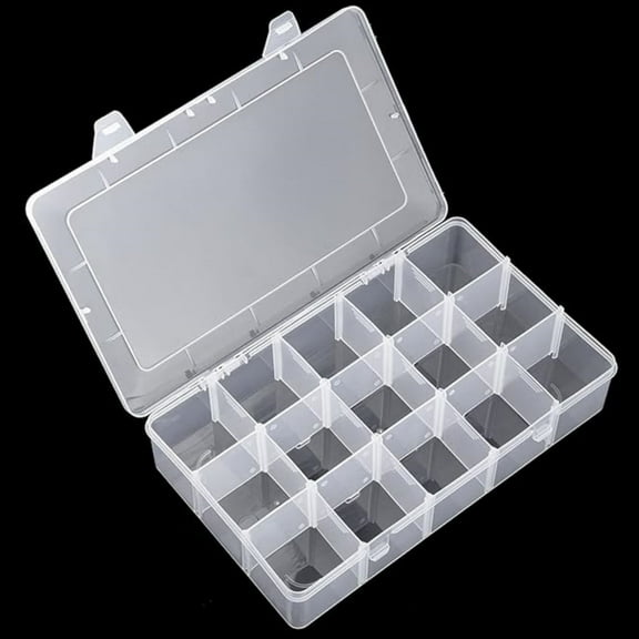 Storage Box,Plastic Organizer Box,15 Grids Craft Organizer Box With Dividers,Adjustable Compartment Plastic Craft Storage Container for Beads and Small Parts
