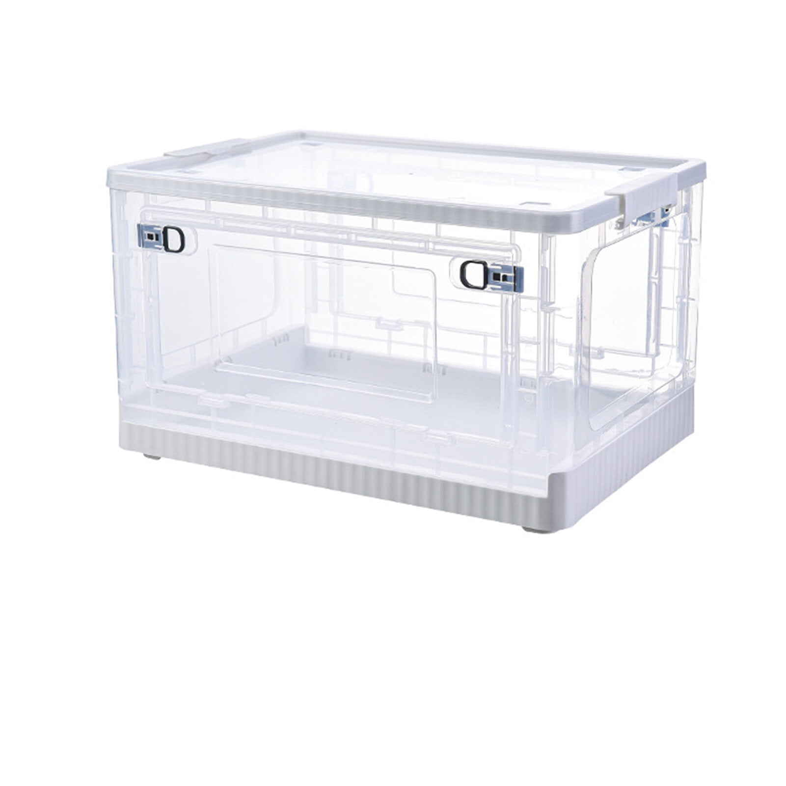 Storage Box Side Doors Clear Large Capacity Container with Wheel for Home Office Transparent