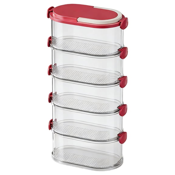 Storage Box - Stackable Food Storage Containers with Lids, Multi-Layer Airtight Sealed Organizer Box, Portable Lunch Containers for Kitchen Pantry Travel Camping , Red D, 1Pcs