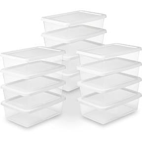 Storage Box Stackable Tote, White, 12 Quart, 12 Pack