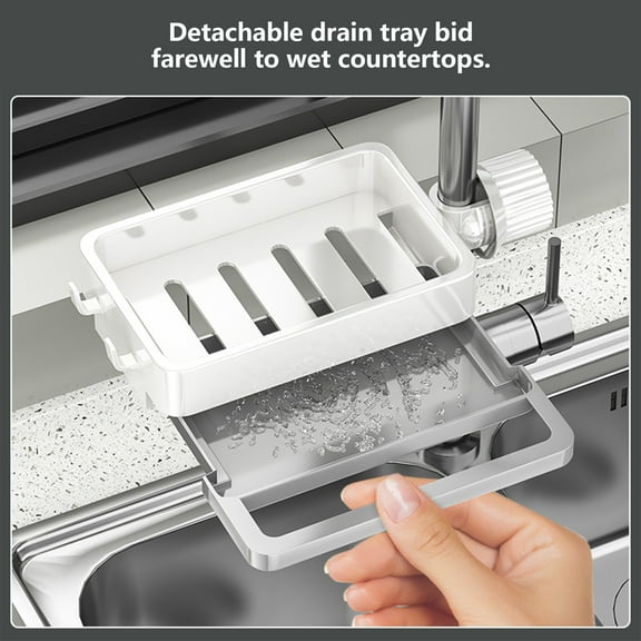 Storage Box Storage Containers Kitchen Sink Organizer, Sponge Soap Cloth Holder, Dishwashing Towel Storage Rack, Water Drainage Countertop Caddy