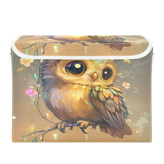 Storage Box With Lid 16.5x12.6x11.8In Foldable Stacked Household Storage Box Adorable Owl