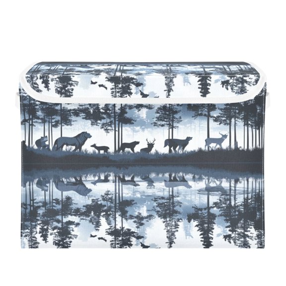 Storage Box With Lid 16.5x12.6x11.8In Foldable Stacked Household Storage Box Animals