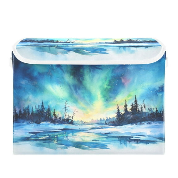 Storage Box With Lid 16.5x12.6x11.8In Foldable Stacked Household Storage Box Aurora