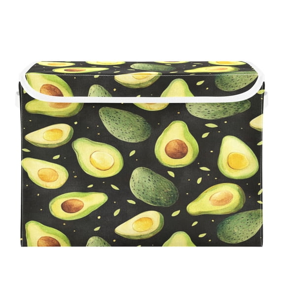 Storage Box With Lid 16.5x12.6x11.8In Foldable Stacked Household Storage Box Avocado on Black Background
