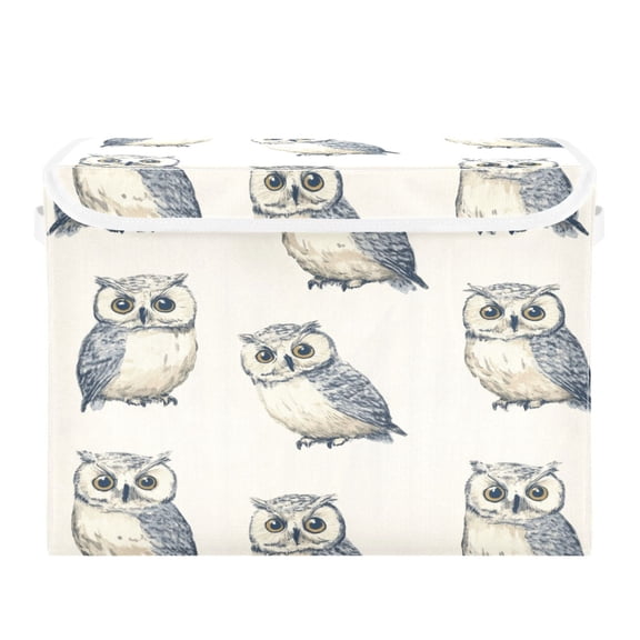 Storage Box With Lid 16.5x12.6x11.8In Foldable Stacked Household Storage Box Beautiful Blue Owl Pattern