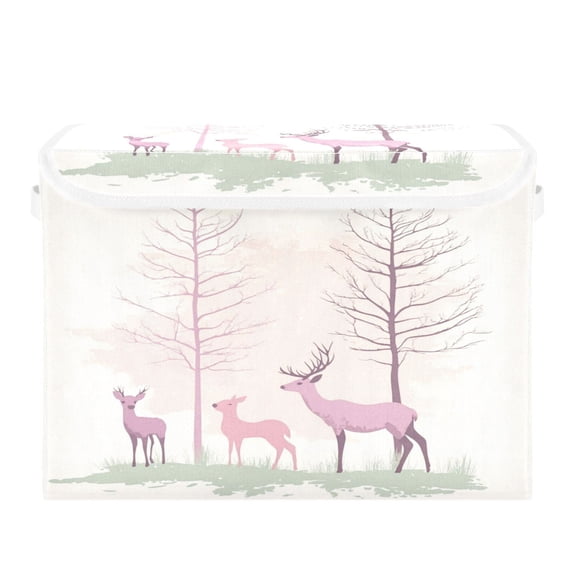 Storage Box With Lid 16.5x12.6x11.8In Foldable Stacked Household Storage Box Beautiful Cartoon Deer