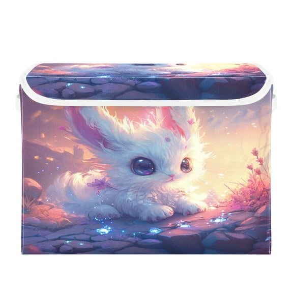 Storage Box With Lid 16.5x12.6x11.8In Foldable Stacked Household Storage Box Beautiful Cartoon Fox