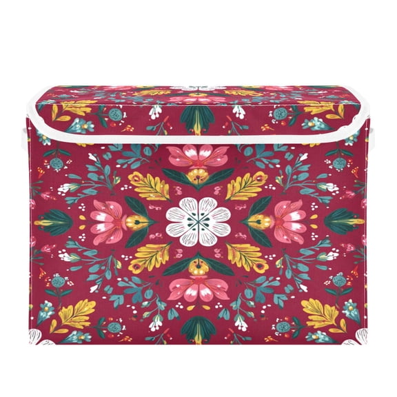 Storage Box With Lid 16.5x12.6x11.8In Foldable Stacked Household Storage Box Beautiful Christmas Pattern