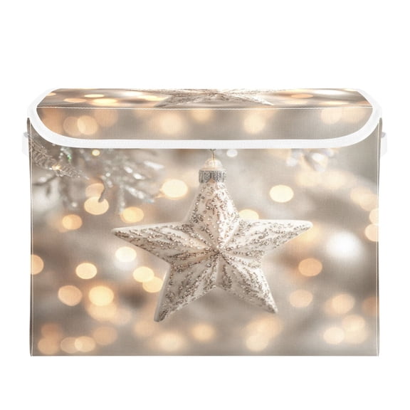 Storage Box With Lid 16.5x12.6x11.8In Foldable Stacked Household Storage Box Beautiful Christmas Star