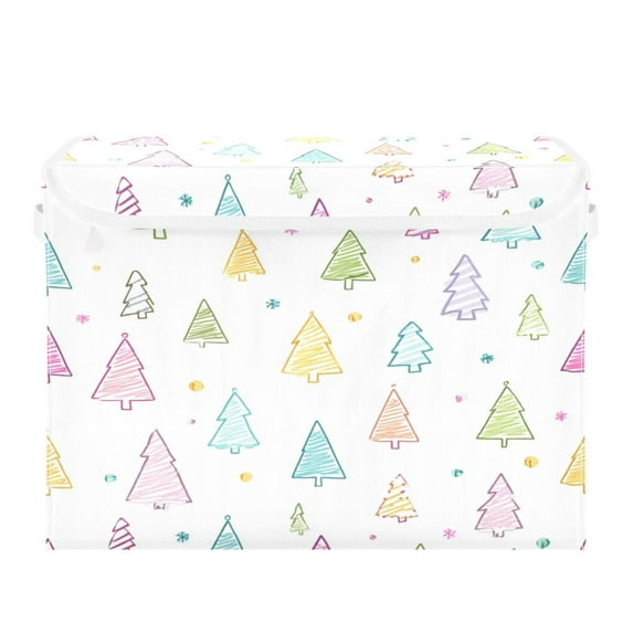 Storage Box With Lid 16.5x12.6x11.8In Foldable Stacked Household Storage Box Beautiful Christmas Tree Cute