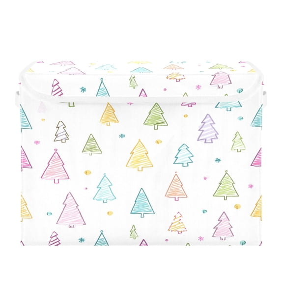Storage Box With Lid 16.5x12.6x11.8In Foldable Stacked Household Storage Box Beautiful Christmas Tree Cute