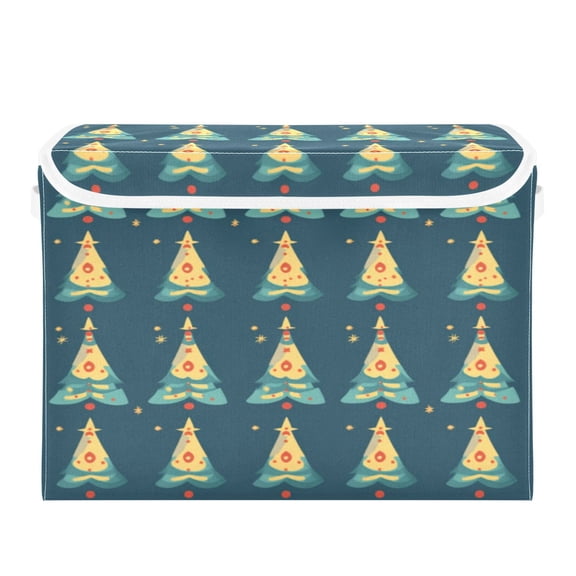 Storage Box With Lid 16.5x12.6x11.8In Foldable Stacked Household Storage Box Beautiful Christmas Tree Seamless