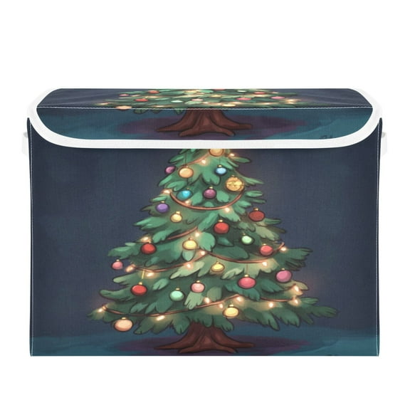 Storage Box With Lid 16.5x12.6x11.8In Foldable Stacked Household Storage Box Beautiful Christmas Tree